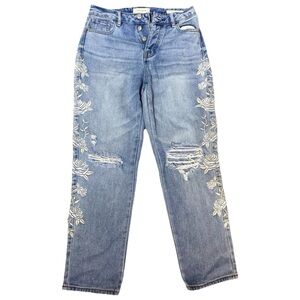 PacSun Mom Jeans Women's 25 Raining Daisy Flowers Embroidered